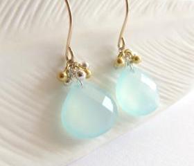 Chalcedony briolette mixedmetal earrings