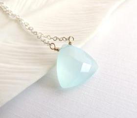 Chalcedony solitaire necklace